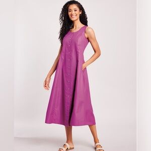 Blair Pink and Purple A-Line Midi Dress with Cap Sleeves